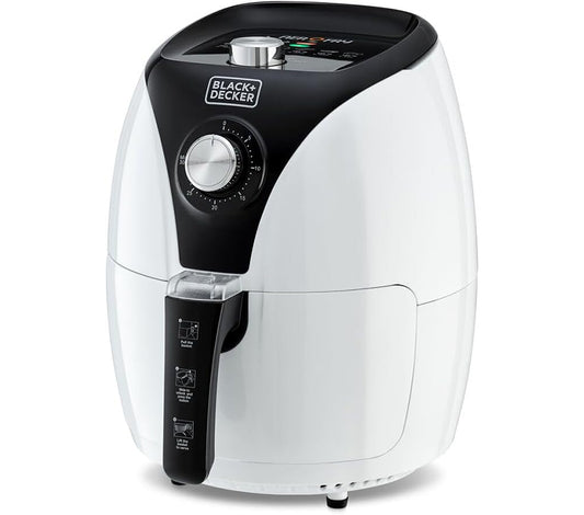 Black+Decker 2.5L 1500W Manual Aerofry Air Fryer With Rapid Air Convection Technology, White/Black - Af220-B5, 2 Years Warranty