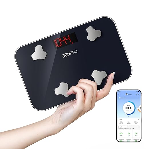 RENPHO Travel Scale for Body Weight, Mini Bathroom Scale for Body Fat, Portable Elis Go Weight Scale for Traveling, 13 Body Composition Analyzer Sync with App