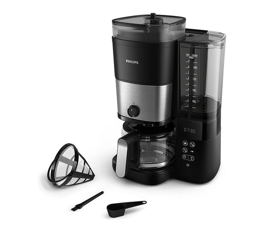 Philips All-in-1 Brew Drip Coffee Maker With Built-in grinder - 10 cups, Permanent filter, Duo-bean Container, LED Display - HD7900/50
