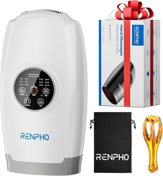 RENPHO Hand Massager with Heat, Cordless Hand Massager Machine with 6 Levels of Massage and Intensity Compression for Palm Wrist Finger Numbness Fatigue Soreness Relief