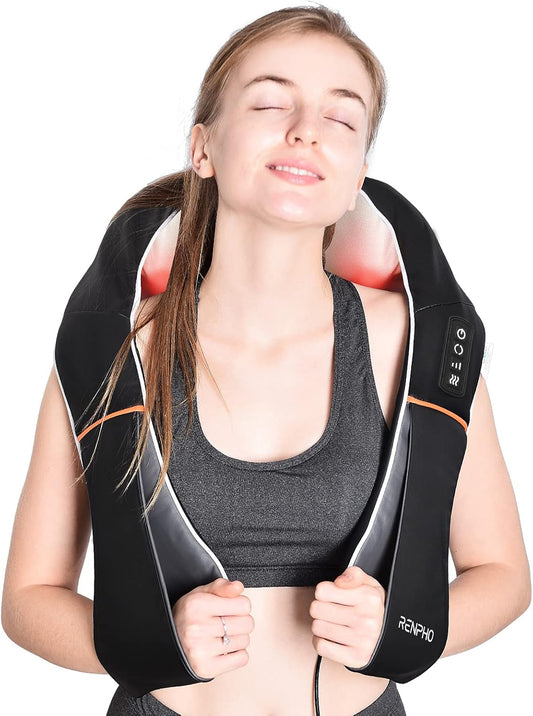 RENPHO Shiatsu Neck and Shoulder Back Massager with Heat, Electric Deep Tissue 3D Kneading Massage Pillow for Relief on Waist, Leg, Calf, Foot, Arm, Belly, Full Body, Muscles