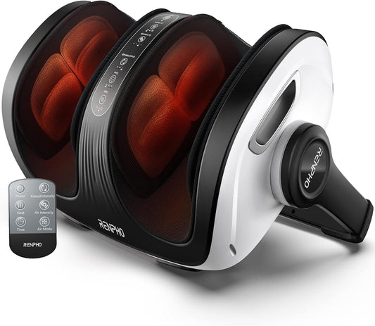 RENPHO Foot Massager Machine, Shiatsu Foot and Calf Massager with Heat and Remote, Deep Kneading and Rolling Calf and Leg Massage with Handle, Fits up to US Men Feet Size 14, for Home and Office