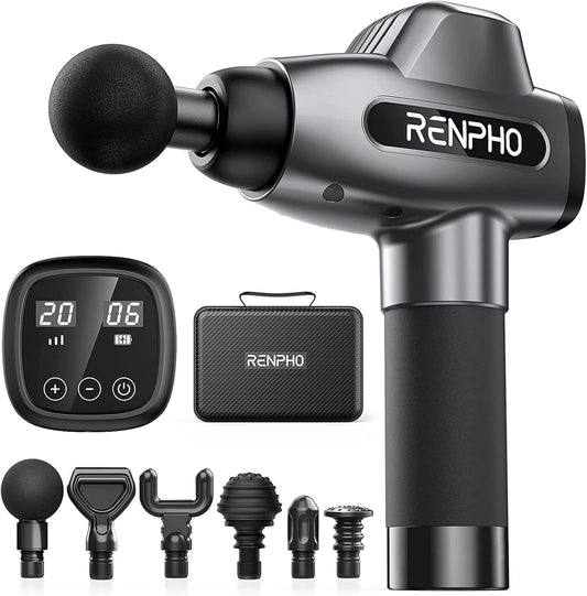 RENPHO Percussion Massage Gun, Professional Powerful, 20 Speeds with 6 Massage Heads