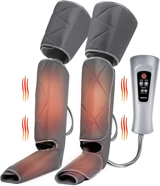 RENPHO Leg Massager with Heat for Circulation for Calf Thigh and Foot Massage with 6 Modes 3 Intensities 2 Heat