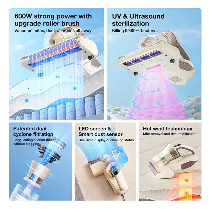 Jimmy BX6 Lite Bed Vacuum Cleaner – 600 W UV‑C Anti‑Mite Mattresses & Upholstery Cleaner