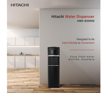 HITACHI Water Dispenser, Bottom Loading, Hot Cold and Ambient Temperature, Black- HWDB30000