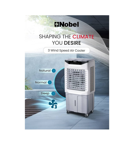 Nobel Portable Air Cooler 35L, Honeycomb Cooling, 3 Wind Speeds & 3 Modes, 70° Oscillation, 7.5H Timer, Ice Compartment, Remote Control, 180W – NAC500R
