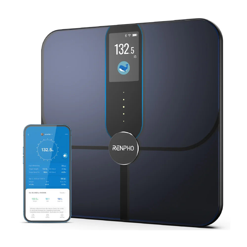 RENPHO Smart Scale, Body Composition Scale with TFT LCD, Scale for Body Weight with 18 Metrics, Wi-Fi Scale with BMI, Body Fat, Muscle Mass, Rechargeable, Elis Nova