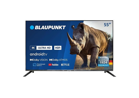 Blaupunkt 55 Inch TV 4K-UHD Smart Android TV, Dolby Vision, Dolby Atmos Bluetooth -55UB6210D Cm Black