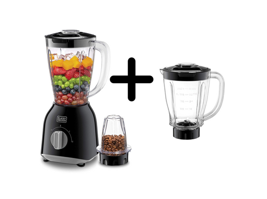 Black & Decker 400W Blander with Extra Blender Jar and  Grinder Mill, - BX365J-B5, 2 Year Warranty