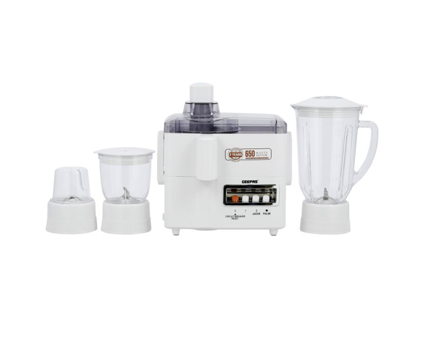 Geepas 650W 4-in-1 Food Processor- GSB6147, with Transparent