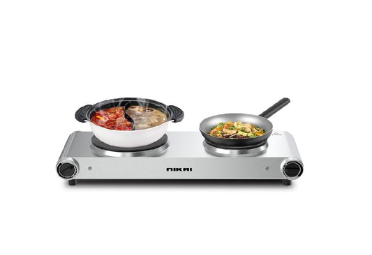 Nikai Double Hot Plate - 2500W Power, Stainless Steel Body, - NKTOE5N2