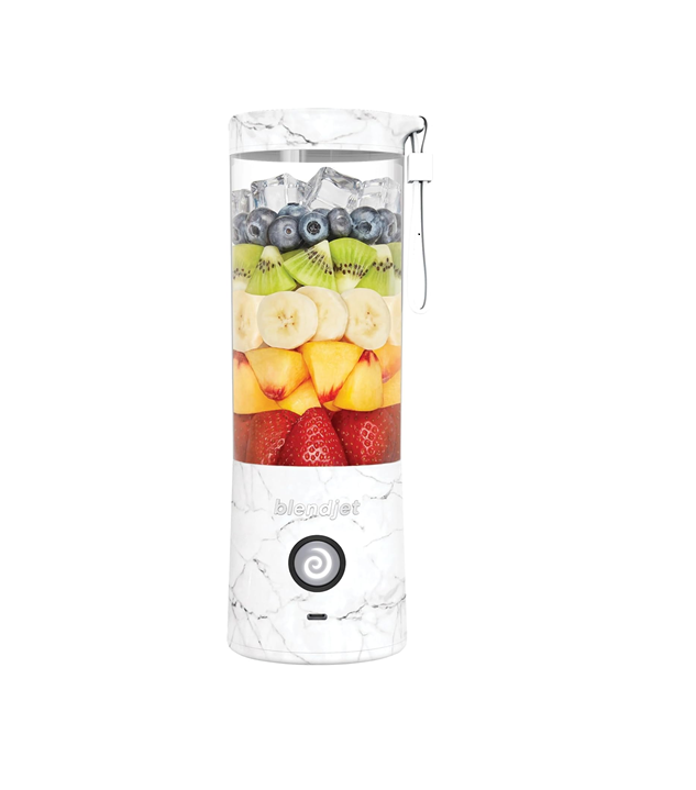 BlendJet 2 Portable Blender| World's Most Powerful 16Oz @22,000 RPM, 6 Stainless Steel Blades, Ice Crasher, USB-C Charging, BPA Free - White Marble Print
