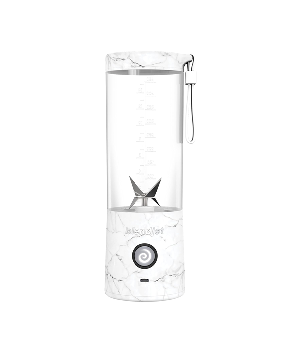 BlendJet 2 Portable Blender| World's Most Powerful 16Oz @22,000 RPM, 6 Stainless Steel Blades, Ice Crasher, USB-C Charging, BPA Free - White Marble Print