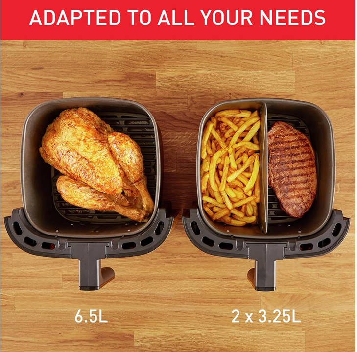 TEFAL Air Fryer Easy Fry & Grill Digital 2-in-1 XXL 6.5 Capacity 1830 W, Dual Cooking Air Fry EY801D27