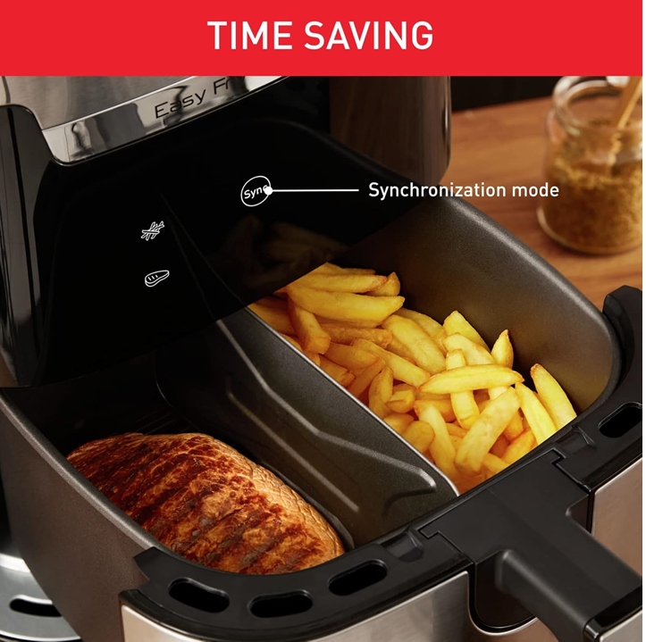 TEFAL Air Fryer Easy Fry & Grill Digital 2-in-1 XXL 6.5 Capacity 1830 W, Dual Cooking Air Fry EY801D27