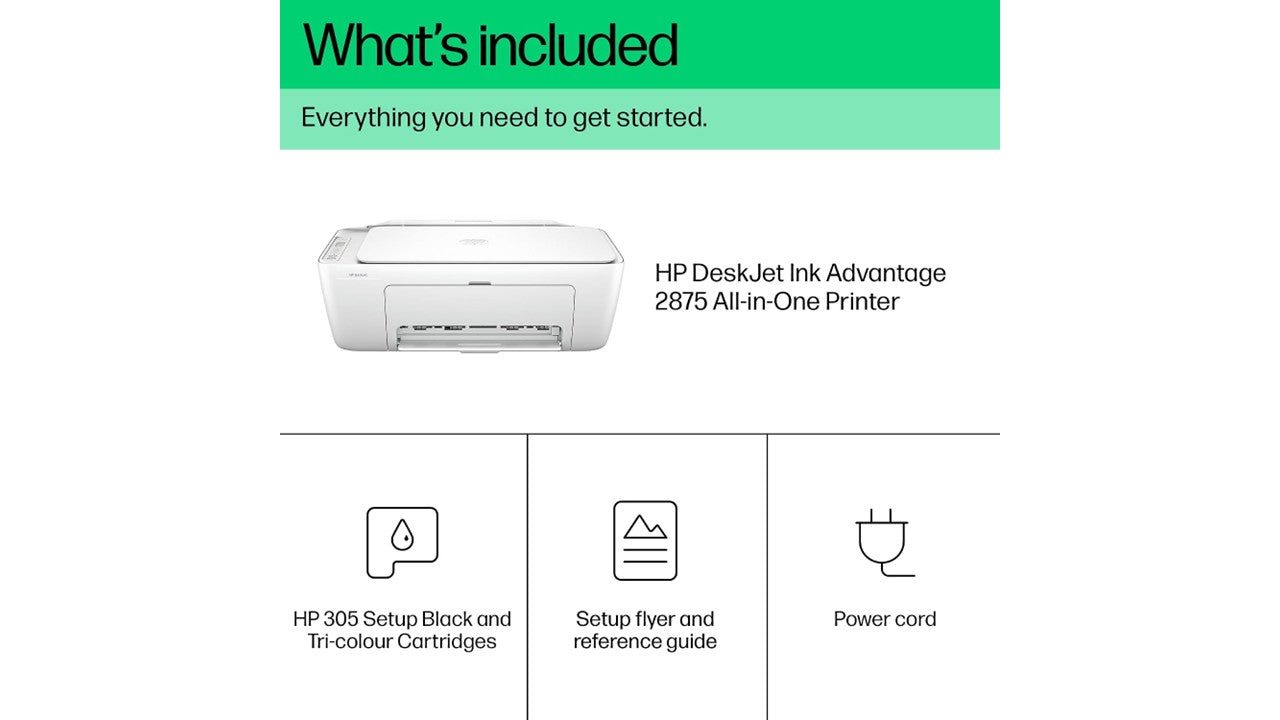HP DeskJet Ink Advantage 2875 All-in-One Wireless Printer, Print Copy Scan, White