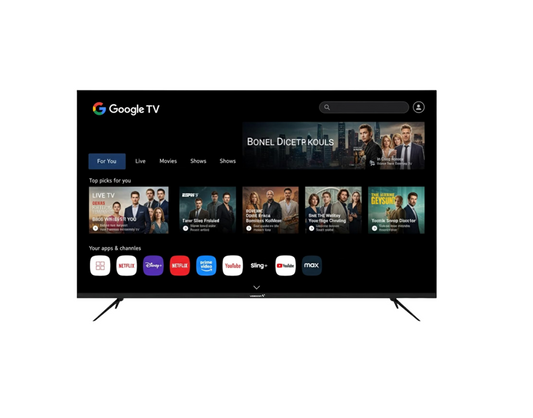 Videocon E43ELGT1100 43-Inch Edgeless Full HD Google TV, "Hey Google" Voice Remote, Chromecast Built-In, Bluetooth — Black