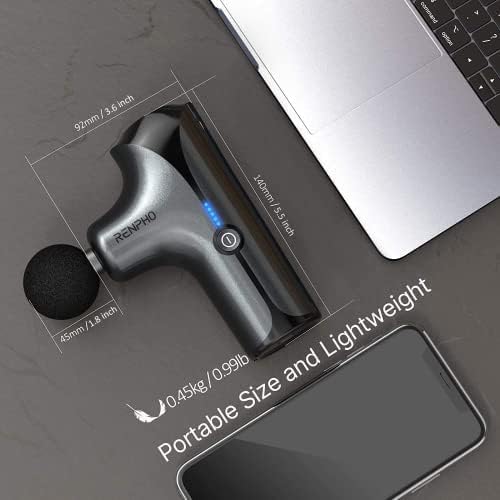 RENPHO Handheld Portable Electric Body Massager，Deep Tissue Percussion Muscle Massage Gun for Athletes with 5 Speeds, Ultra Small & Quiet Massagers for Home Office Gym Black