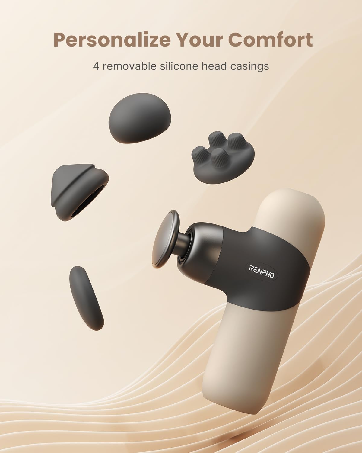 RENPHO Mini Thermal Massage Gun with Heat Function, Mini Massage Gun, Portable Fashionable Percussion Massager, with Coloured Silicone Sleeves, Travel Size with Carry Bag, for Muscle Massage
