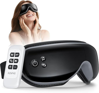 RENPHO Eye Massager with Heat & Bluetooth Music, Rechargeable Eye Care Machine with 5 Modes With Remote