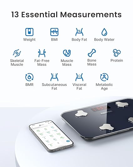 RENPHO Travel Scale for Body Weight, Mini Bathroom Scale for Body Fat, Portable Elis Go Weight Scale for Traveling, 13 Body Composition Analyzer Sync with App