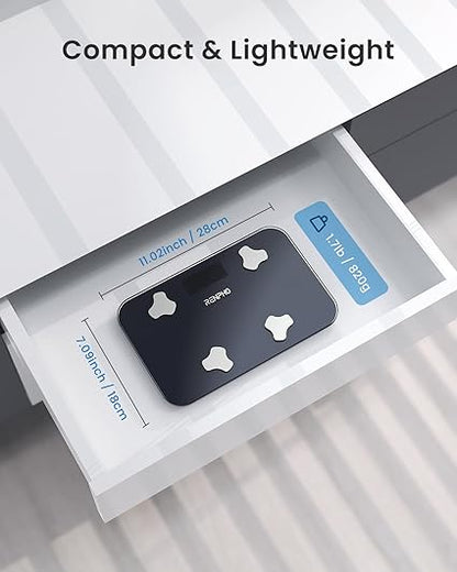 RENPHO Travel Scale for Body Weight, Mini Bathroom Scale for Body Fat, Portable Elis Go Weight Scale for Traveling, 13 Body Composition Analyzer Sync with App