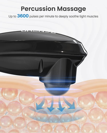 RENPHO Rechargeable Hand Held Deep Tissue Massager for Muscles, Back, FSA HSA Eligible Cordless Electric Percussion Body Massage for Foot, Neck, Shoulder, Leg, Calf Gifts for Men, B-black