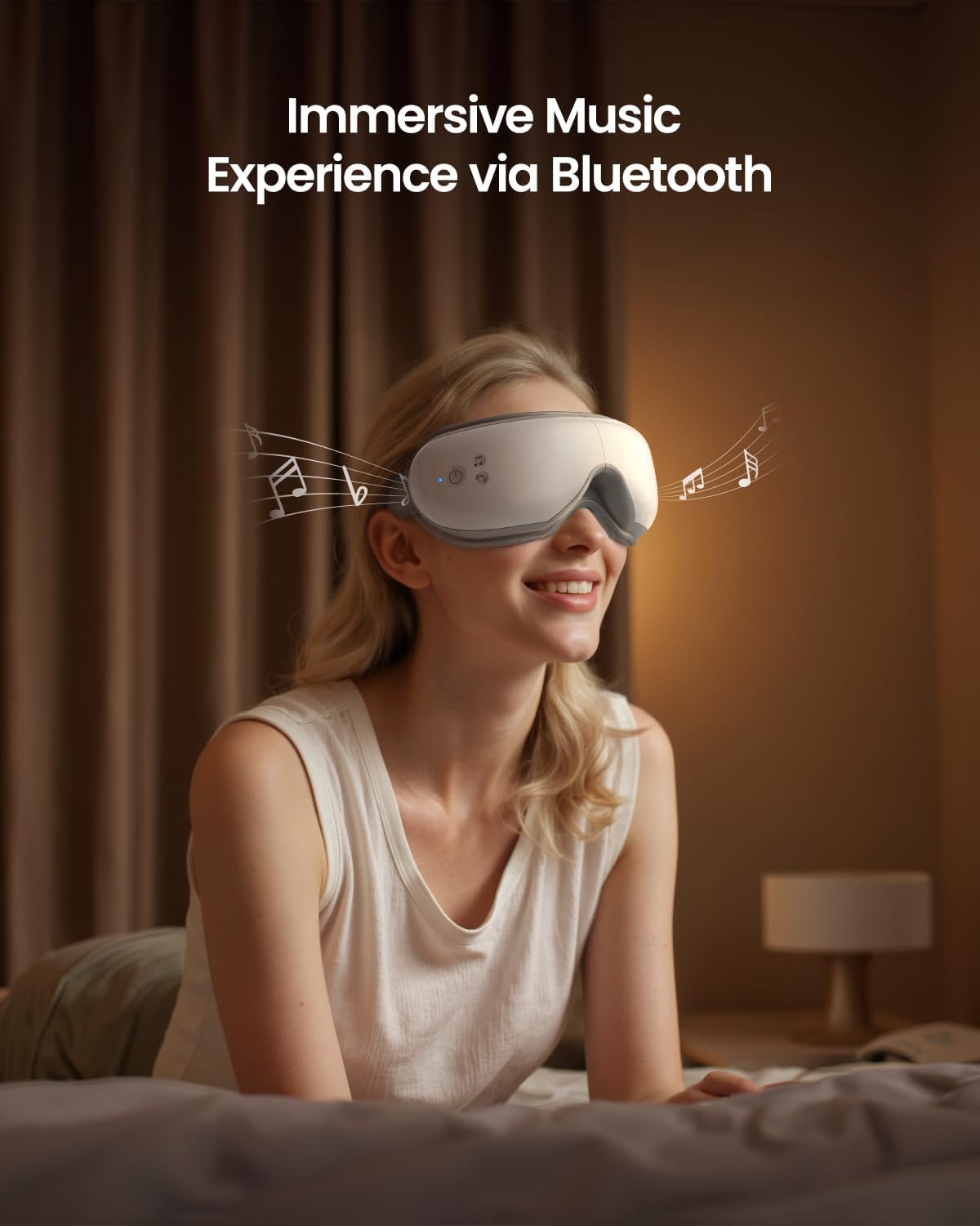 RENPHO Eye Massager with Heat & Bluetooth Music, Rechargeable Eye Care Machine with 5 Modes With Remote