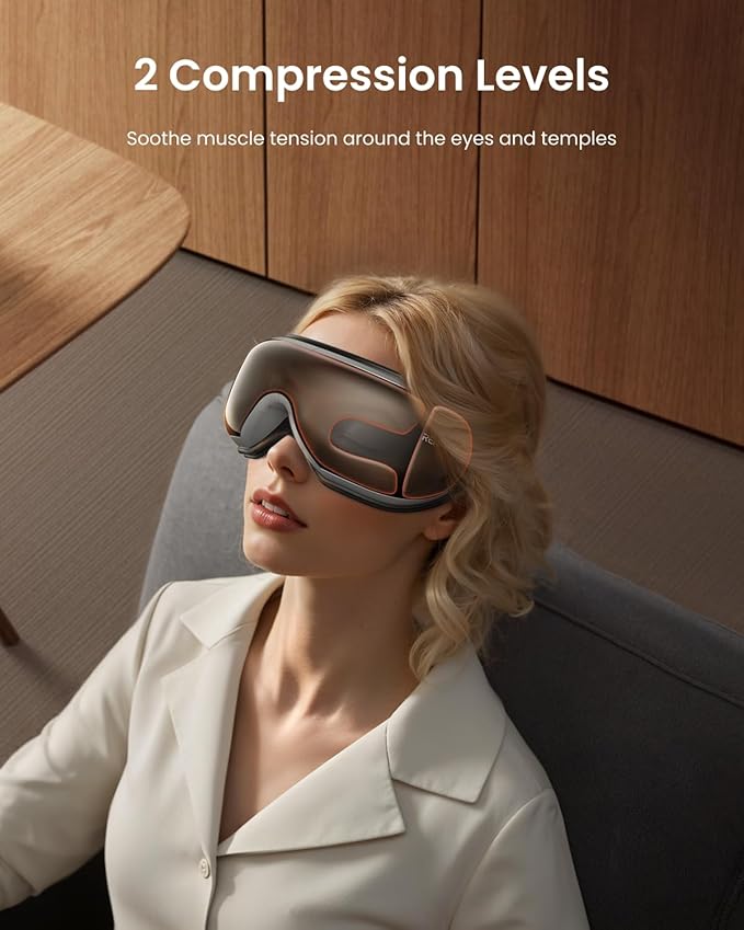 RENPHO Eye Massager with Heat & Bluetooth Music, Rechargeable Eye Care Machine with 5 Modes With Remote