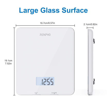 RENPHO Food Scale, Kitchen Scale for Food Ounces and Grams, Smart Cooking Calorie Scale with Timer, Nutritional Analysis with App for Keto Macro Weight Loss, White, 11lb/5kg