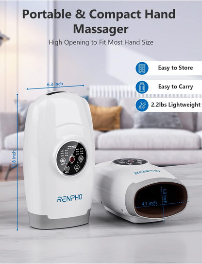 RENPHO Hand Massager with Heat, Cordless Hand Massager Machine with 6 Levels of Massage and Intensity Compression for Palm Wrist Finger Numbness Fatigue Soreness Relief