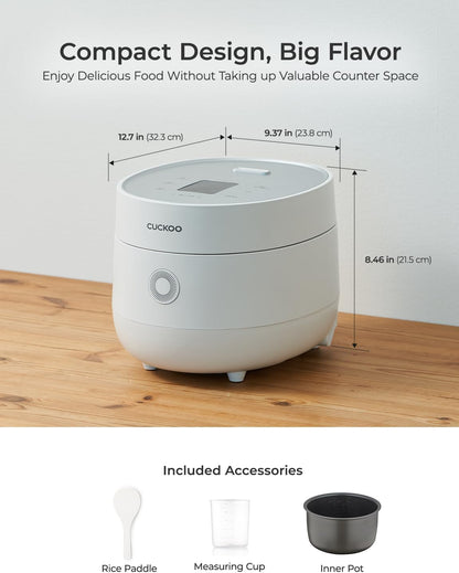 CUCKOO CR-0675F Micom Rice Cooker 6-Cup (1.08L), 13 Cooking Functions: White Rice, Brown Rice, Quinoa, Oatmeal & More | Touch Screen | Nonstick Inner Pot | Smart Cooking | Korean Technology – White