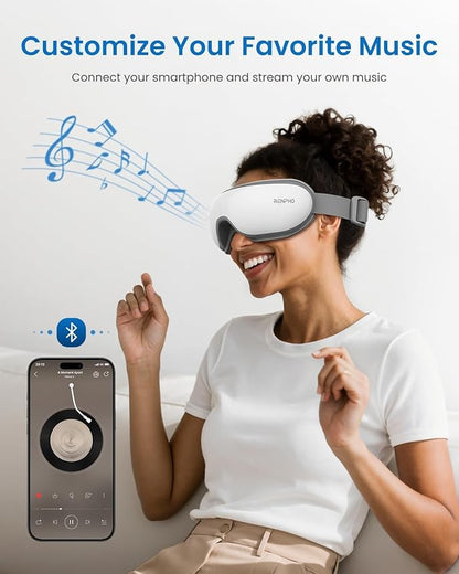 RENPHO Eye Massager with Heat & Bluetooth Music, Rechargeable Eye Care Machine with 5 Modes White