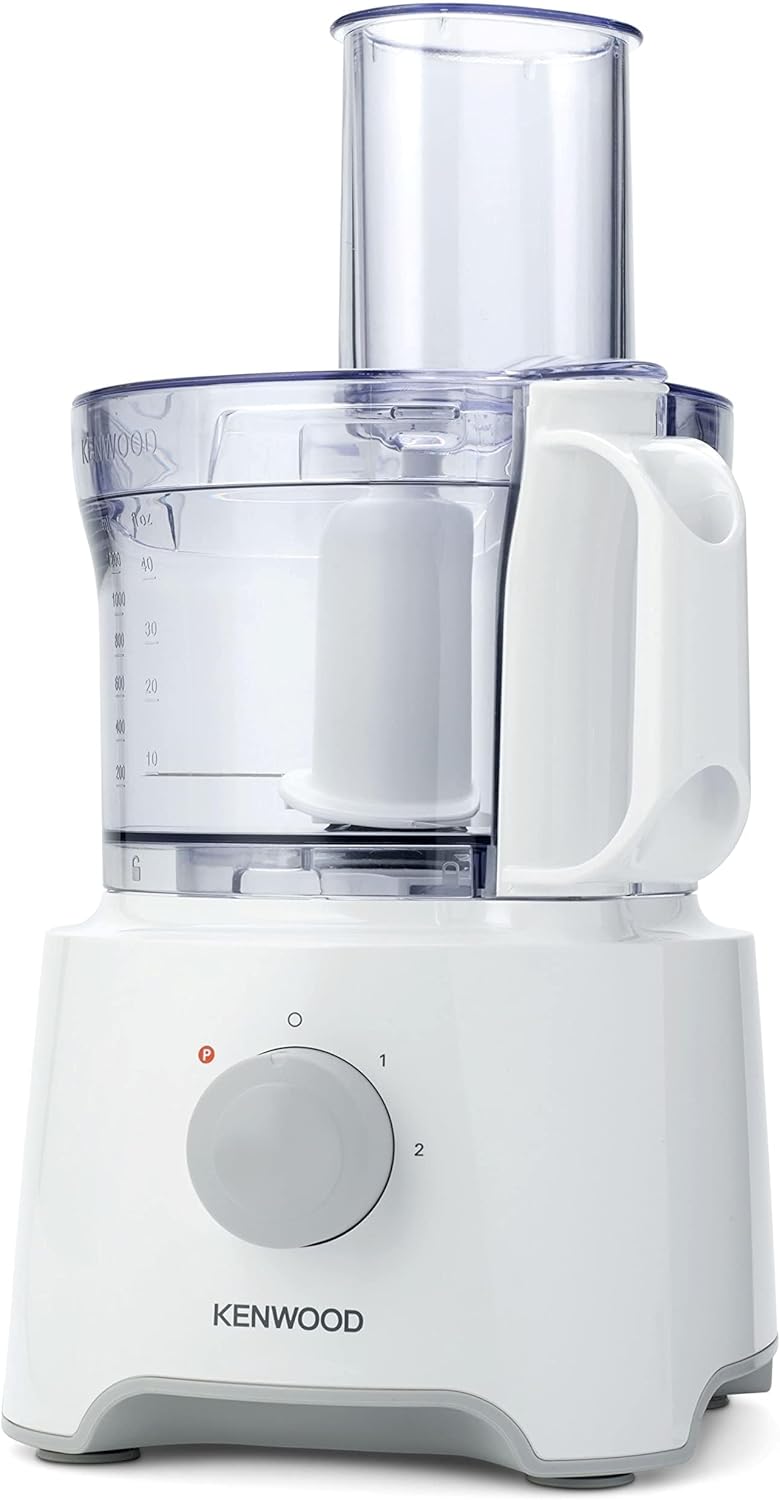 KENWOOD Food Processor 800W Multi-Functional with Reversible Stainless Steel Disk, Blender, Whisk, Dough Maker, Citrus Juicer FDP303WH White
