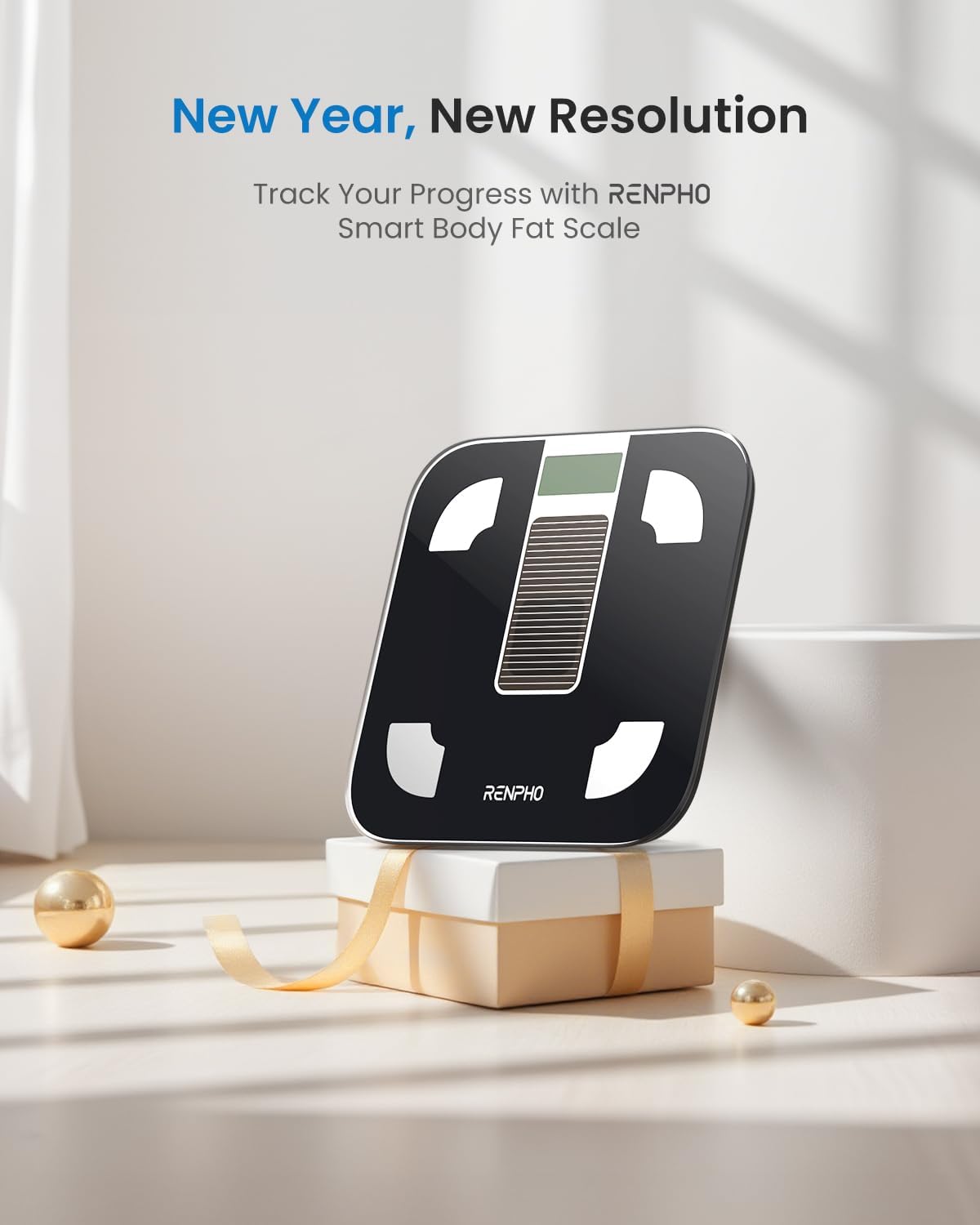 RENPHO Scale for Body Weight, Battery-Free Solar Power Digital Bathroom Smart Scale Bluetooth Body Fat Scale, Body Composition Monitor with App 400lbs