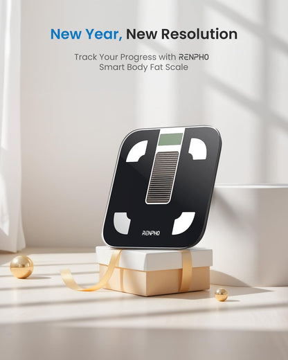 RENPHO Scale for Body Weight, Battery-Free Solar Power Digital Bathroom Smart Scale Bluetooth Body Fat Scale, Body Composition Monitor with App 400lbs