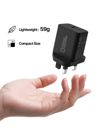 National Geographic 25W GaN USB-C Fast Charger with USB-C Cable, PD 3.0 & PPS Compact Wall Adapter for iPhone 17/16/15, Samsung Galaxy S26/S25/S24 & Android Devices