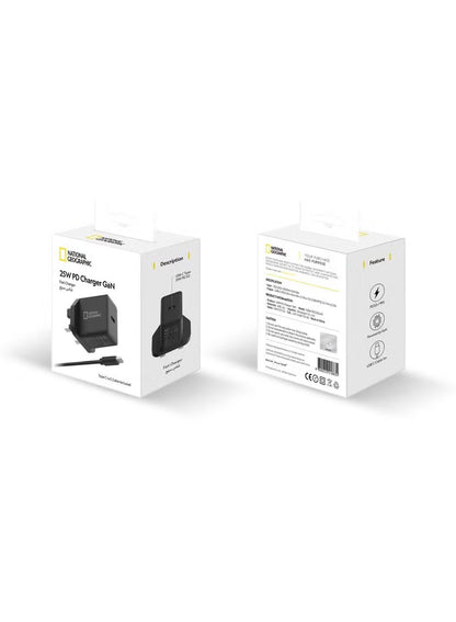 National Geographic 25W GaN USB-C Fast Charger with USB-C Cable, PD 3.0 & PPS Compact Wall Adapter for iPhone 17/16/15, Samsung Galaxy S26/S25/S24 & Android Devices