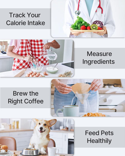 RENPHO Smart Food Scale, Digital Kitchen Scale for Food Ounces and Grams, Coffee Weight Scale with Nutritional Calculator APP for Keto, Macro, Calorie, Weight Loss, Precise Graduation, Stainless Steel