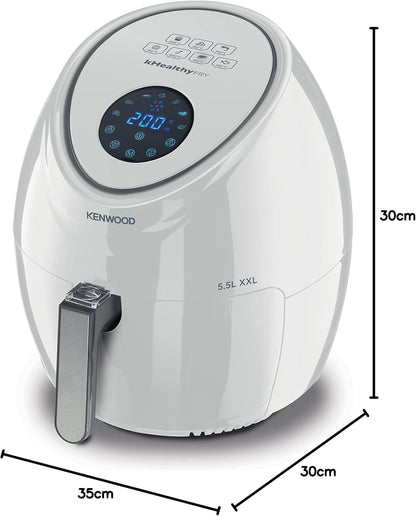 KENWOOD Digital Air Fryer XXL 5.5L 2.4KG 1800W with Rapid Hot Air Circulation for Frying, Grilling, Broiling, Roasting, Baking and Toasting HFP50.000WH White