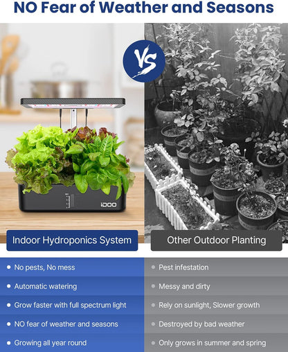 12Pods Indoor Herb Garden Kit, Hydroponics Growing System with LED Grow Light, Smart Garden Planter for Home Kitchen, Automatic Timer Germination Kit, Height Adjustable