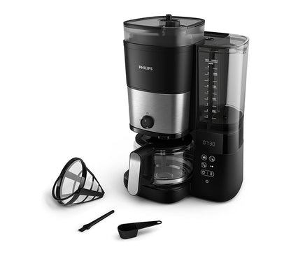Philips All-in-1 Brew Drip Coffee Maker With Built-in grinder - 10 cups, Permanent filter, Duo-bean Container, LED Display - HD7900/50