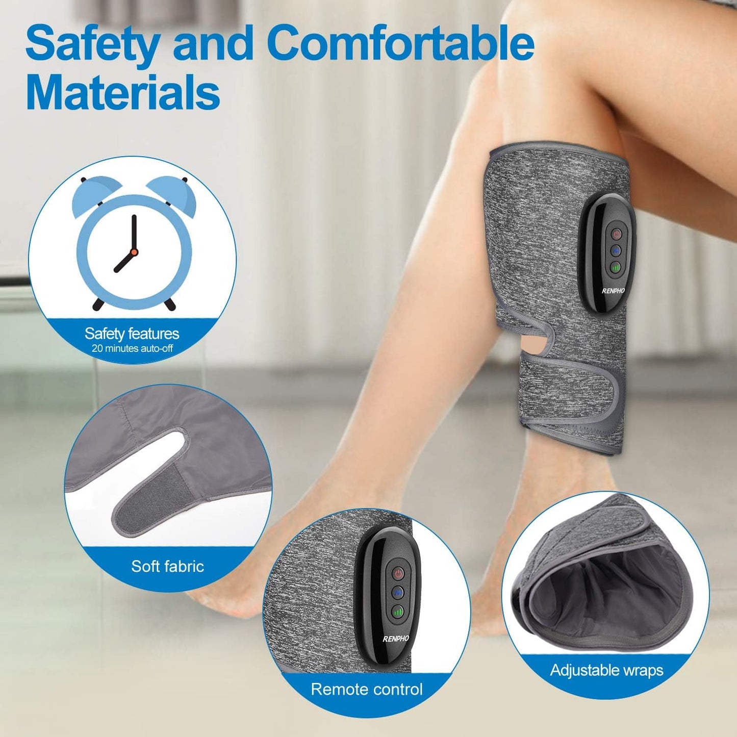RENPHO Leg Massager for Circulation, Cordless, Calf Foot Massager for Athlete, Relieve Soreness Muscle Relax, Leg Pain Relief