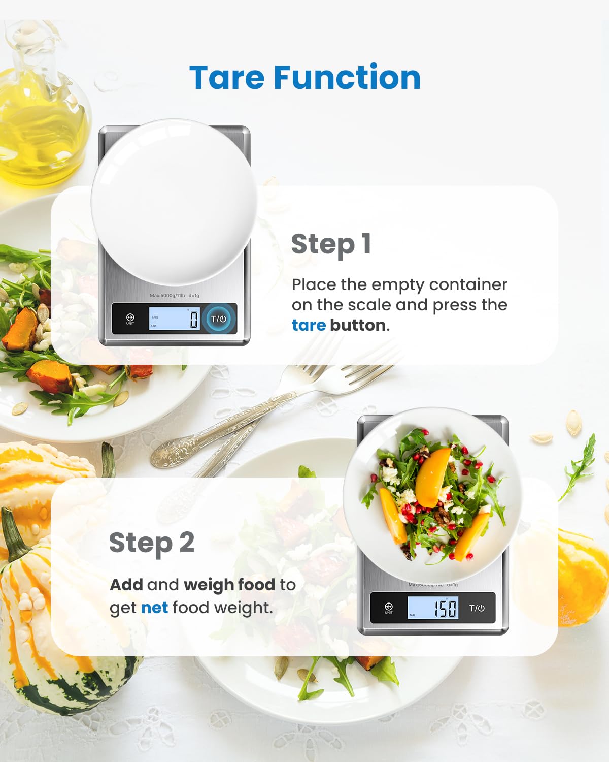 RENPHO Smart Food Scale, Digital Kitchen Scale for Food Ounces and Grams, Coffee Weight Scale with Nutritional Calculator APP for Keto, Macro, Calorie, Weight Loss, Precise Graduation, Stainless Steel