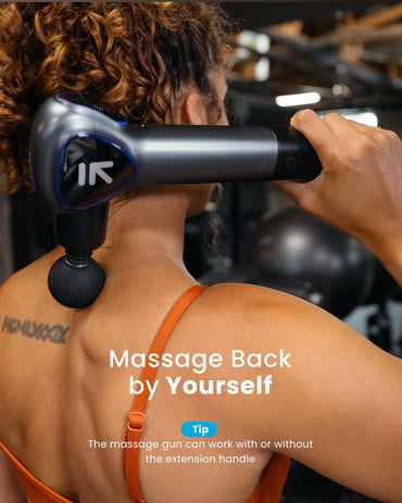 RENPHO REACH MASSAGE GUN WITH EXTENDED HANDLE BLK