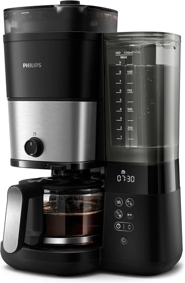 Philips All-in-1 Brew Drip Coffee Maker With Built-in grinder - 10 cups, Permanent filter, Duo-bean Container, LED Display - HD7900/50