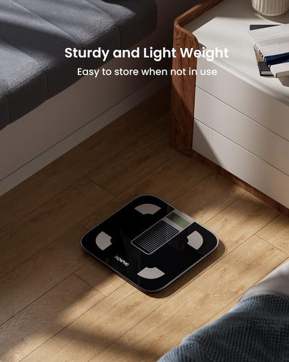 RENPHO Scale for Body Weight, Battery-Free Solar Power Digital Bathroom Smart Scale Bluetooth Body Fat Scale, Body Composition Monitor with App 400lbs