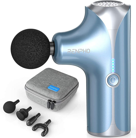 RENPHO Handheld Portable Electric Body Massager，Deep Tissue Percussion Muscle Massage Gun for Athletes with 5 Speeds, Ultra Small & Quiet Massagers for Home Office Gym Blue