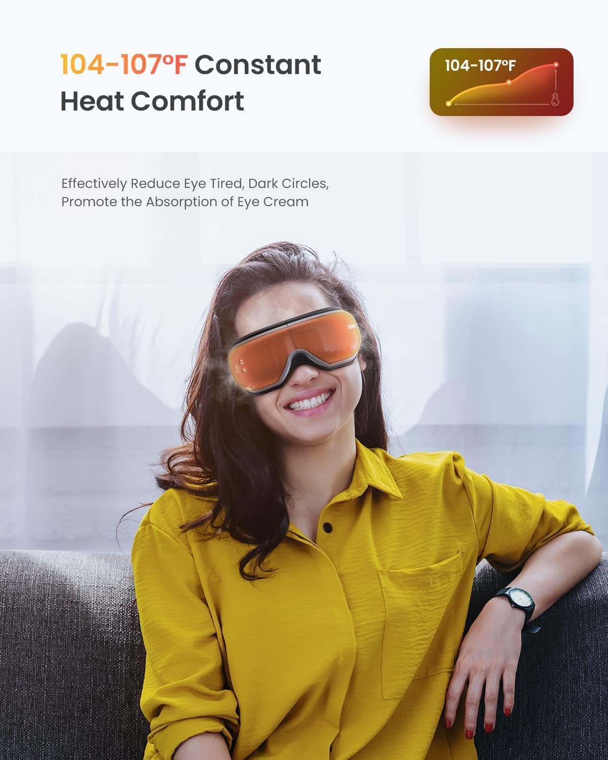RENPHO Eye Massager with Heat & Bluetooth Music, Rechargeable Eye Care Machine with 5 Modes Black